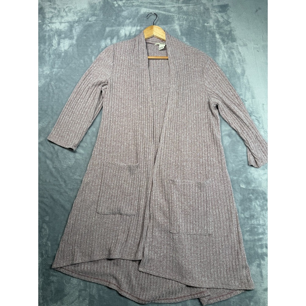 Belah & Codey Cardigan Sweater Womens XL Dusty Pink Marled Texture Open Front
